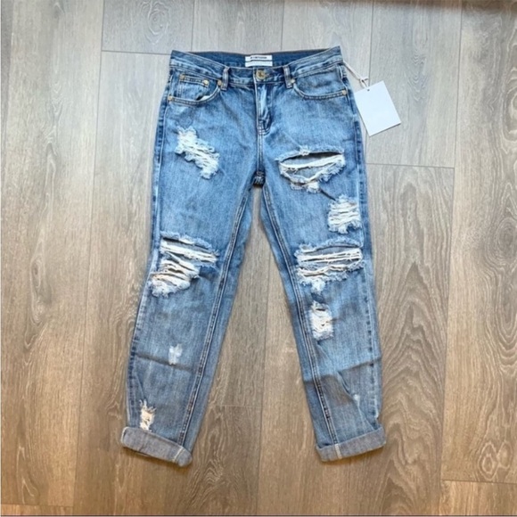 One Teaspoon Boyfriend Awesome Baggies Jeans Distressed Denim straight leg 25 - Picture 10 of 16